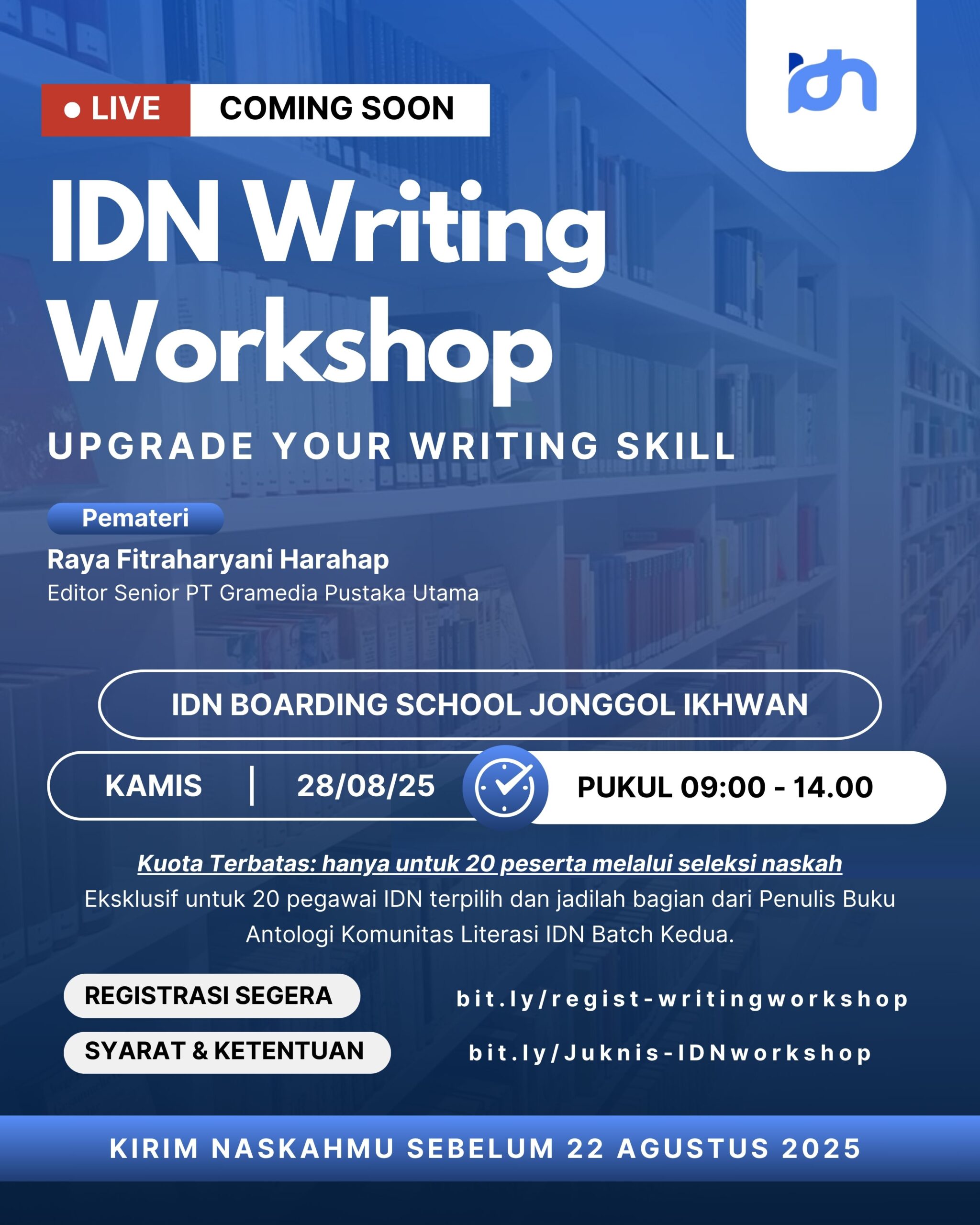 Writing Workshop bersama Editor Senior Gramedia Segera Digelar